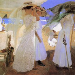 《在树冠下》华金·索罗拉(Joaqu&amp;amp#237n Sorolla)高清作品欣赏