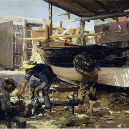 《造船工人》华金·索罗拉(Joaqu&amp;amp#237n Sorolla)高清作品欣赏