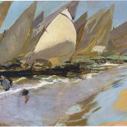 《渔船》华金·索罗拉(Joaqu&amp;amp#237n Sorolla)高清作品欣赏