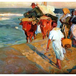 《拉船》华金·索罗拉(Joaqu&amp;amp#237n Sorolla)高清作品欣赏