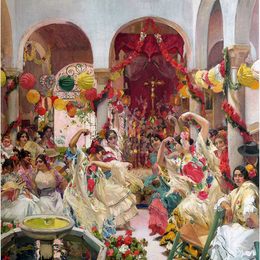 《塞维利亚舞蹈》华金·索罗拉(Joaqu&amp;amp#237n Sorolla)高清作品欣赏