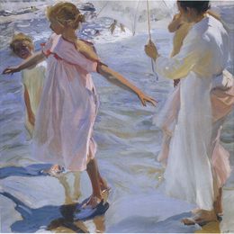 《漫步在海边》华金·索罗拉(Joaqu&amp;amp#237n Sorolla)高清作品欣赏