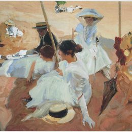 《在扎鲁兹海滩的锯下》华金·索罗拉(Joaqu&amp;amp#237n Sorolla)高清作品欣赏