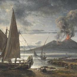 《那不勒斯海滩上的小船》约翰·克里斯蒂安·代赫勒(Johan Christian Dahl)高清作品欣赏