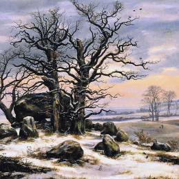 《冬季巨石墓》约翰·克里斯蒂安·代赫勒(Johan Christian Dahl)高清作品欣赏