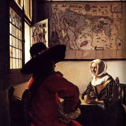 《军官与笑声女孩》约翰内斯·维米尔(Johannes Vermeer)高清作品欣赏