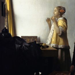 《有珍珠项链的少妇》约翰内斯·维米尔(Johannes Vermeer)高清作品欣赏