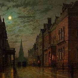 《里兹公园街》约翰·阿特金森·格里姆肖(John Atkinson Grimshaw)高清作品欣赏