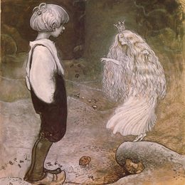 《那一刻，她被魔法改变成了一个奇妙的小人物。》约翰·鲍尔(John Bauer)高清作品欣赏