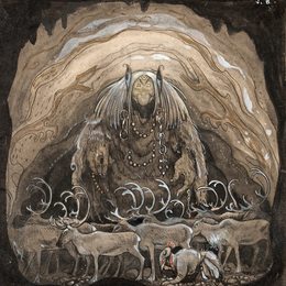 《走进侏儒的那个人》约翰·鲍尔(John Bauer)高清作品欣赏