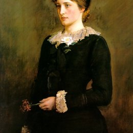 《泽西百合，莉莉·兰特里画像》约翰·埃弗里特·米莱斯(John Everett Millais)高清作品欣赏
