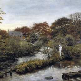 《流到河里》约翰·埃弗里特·米莱斯(John Everett Millais)高清作品欣赏