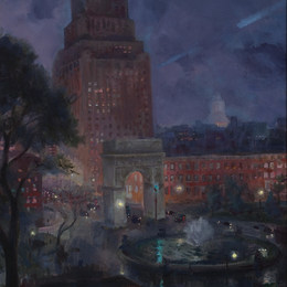 《雨夜，华盛顿广场》约翰法国斯隆(John French Sloan)高清作品欣赏