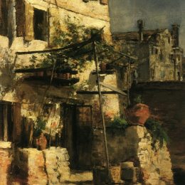 《威尼斯景色》约翰·亨利·特瓦克特曼(John Henry Twachtman)高清作品欣赏