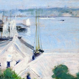 《抛锚的小船》约翰·亨利·特瓦克特曼(John Henry Twachtman)高清作品欣赏