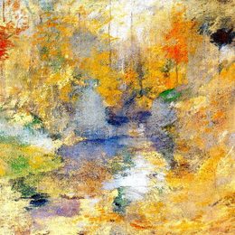 《铁杉池（又秋）》约翰·亨利·特瓦克特曼(John Henry Twachtman)高清作品欣赏