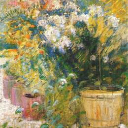 《温室里》约翰·亨利·特瓦克特曼(John Henry Twachtman)高清作品欣赏