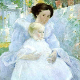 《母子》约翰·亨利·特瓦克特曼(John Henry Twachtman)高清作品欣赏