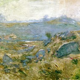 《十一月雾霾（又名高地牧场）》约翰·亨利·特瓦克特曼(John Henry Twachtman)高清作品欣赏