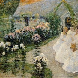 《在阳台上》约翰·亨利·特瓦克特曼(John Henry Twachtman)高清作品欣赏