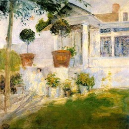 《门廊》约翰·亨利·特瓦克特曼(John Henry Twachtman)高清作品欣赏