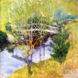 《白桥》约翰·亨利·特瓦克特曼(John Henry Twachtman)高清作品欣赏