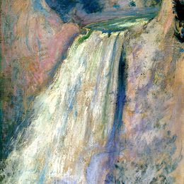 《瀑布，黄石》约翰·亨利·特瓦克特曼(John Henry Twachtman)高清作品欣赏