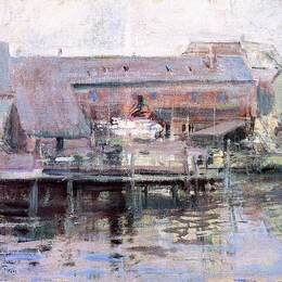 《格洛斯特滨水风光》约翰·亨利·特瓦克特曼(John Henry Twachtman)高清作品欣赏
