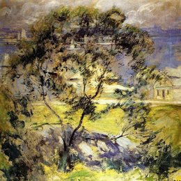 《野生樱桃树》约翰·亨利·特瓦克特曼(John Henry Twachtman)高清作品欣赏