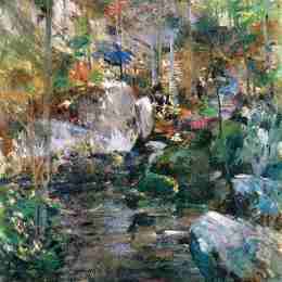 《林地溪流》约翰·亨利·特瓦克特曼(John Henry Twachtman)高清作品欣赏