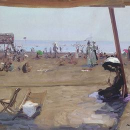 《威尼斯丽都沐浴》约翰·拉弗里(John Lavery)高清作品欣赏