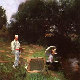 约翰·辛格·萨金特(John Singer Sargent)高清作品:Dennis Miller Bunker Painting at Calcot