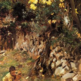 约翰·辛格·萨金特(John Singer Sargent)高清作品:Girls Gathering Blossoms, Valdemosa, Majorca