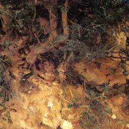 约翰·辛格·萨金特(John Singer Sargent)高清作品:Valdemosa, Majorca Thistles and Herbage on a Hillside