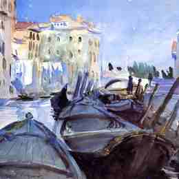 《威尼斯运河风光》约翰·辛格·萨金特(John Singer Sargent)高清作品欣赏