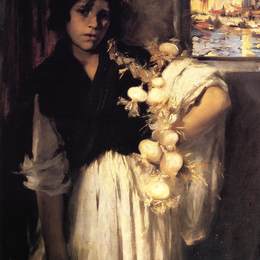 《威尼斯洋葱销售商》约翰·辛格·萨金特(John Singer Sargent)高清作品欣赏