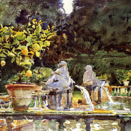 约翰·辛格·萨金特(John Singer Sargent)高清作品:Villa de Marlia. A Fountain