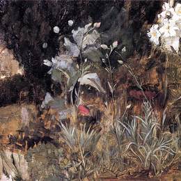 《花圃花圃》约翰·威廉·沃特豪斯(John William Waterhouse)高清作品欣赏