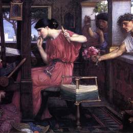 《佩内洛普与追求者》约翰·威廉·沃特豪斯(John William Waterhouse)高清作品欣赏