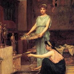 《家神》约翰·威廉·沃特豪斯(John William Waterhouse)高清作品欣赏