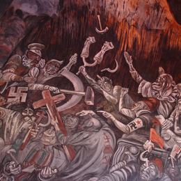 《地狱中的小丑争辩》何塞·克莱门特·奥罗斯科(Jose Clemente Orozco)高清作品欣赏