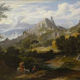 约瑟夫·安东·科赫(Joseph Anton Koch)高清作品:Landschaft Bei Olevano Mit Reitendem M&amp;amp?nch