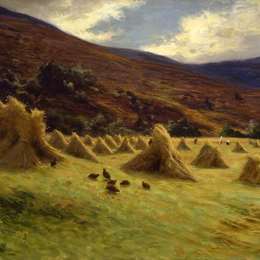 约瑟夫·法夸尔森(Joseph Farquharson)高清作品:Harvesting, Forest of Birse, Aberdeenshire