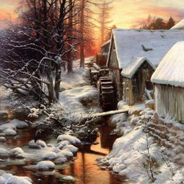 约瑟夫·法夸尔森(Joseph Farquharson)高清作品:Silence of the Snow, Bucket Mill on the Feugh, Finzean