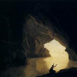《萨勒纳姆海湾的一个石窟，有朱丽亚的身影，》约瑟夫·莱特(Joseph Wright)高清作品欣赏