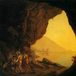 约瑟夫·莱特(Joseph Wright)高清作品:A Grotto in the Kingdom of Naples, with Banditti