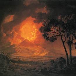 《维苏威火山喷发，圣约翰游行》约瑟夫·莱特(Joseph Wright)高清作品欣赏