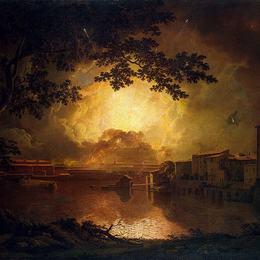 《罗马桑特城堡安吉洛的烟花展示》约瑟夫·莱特(Joseph Wright)高清作品欣赏