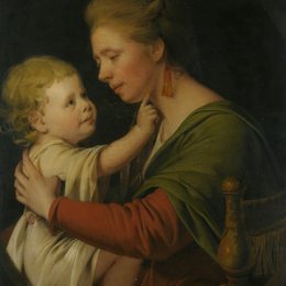 《简达尔文和她的儿子威廉布朗达尔文的肖像》约瑟夫·莱特(Joseph Wright)高清作品欣赏