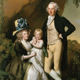 约瑟夫·莱特(Joseph Wright)高清作品:Portrait of Richard Arkwright Junior with his Wife Mary and